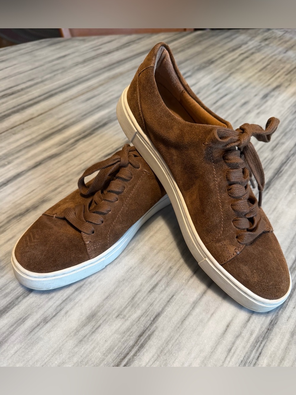 Frye Ivy Low Lace sneakers, style 3471170-WOD, women’s 7M, in brown suede